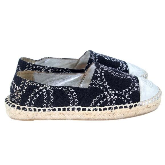 Chanel Espadrille 35 Stitch Canvas Cc Cap Toe Flats CC-0426N-0121 - Picture 6 of 11